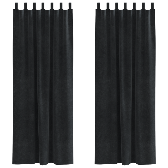 Draperii opace cu agățătoare, 2 buc., negru, catifea - WALTI WALTI