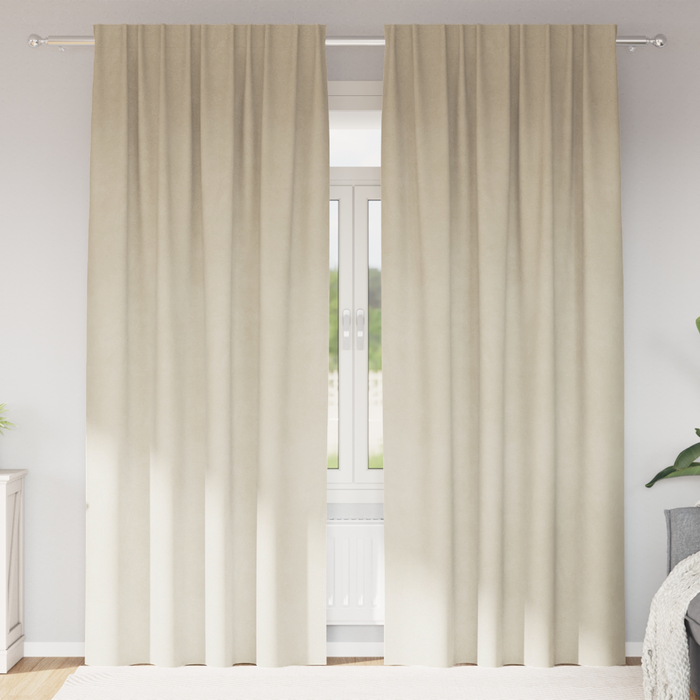 Draperii opace cu bandă superioară, 2 buc., crem, catifea - WALTI WALTI
