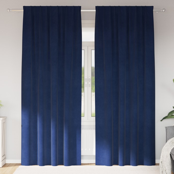 Draperii opace cu bandă, 2 buc., albastru închis, catifea - WALTI WALTI