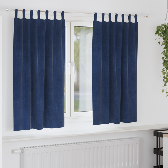 Draperii opace cu agățătoare, 2 buc., albastru închis, catifea - WALTI WALTI