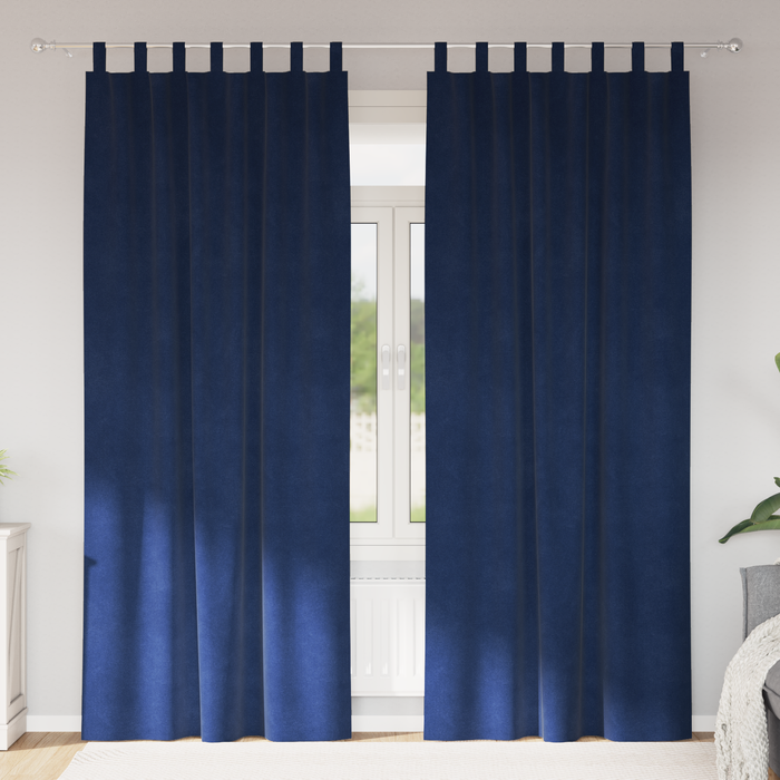 Draperii opace cu agățătoare, 2 buc., albastru închis, catifea - WALTI WALTI