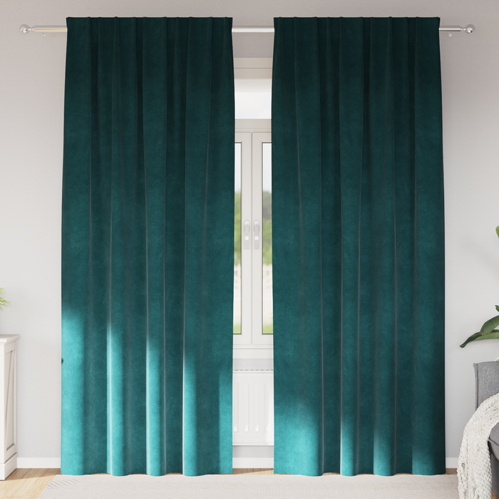 Draperii opace cu bandă superioară, 2 buc. verde închis catifea - WALTI WALTI