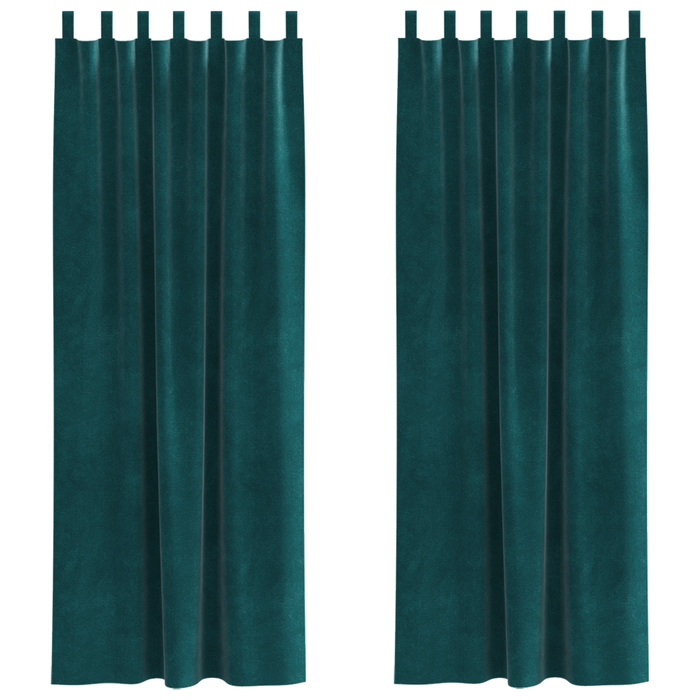 Draperii opace cu agățătoare, 2 buc., verde închis, catifea - WALTI WALTI