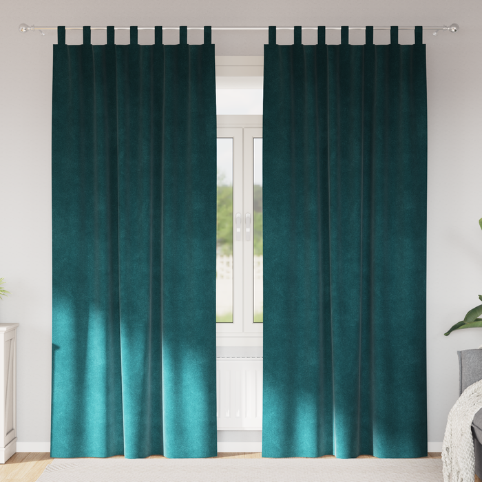 Draperii opace cu agățătoare, 2 buc., verde închis, catifea - WALTI WALTI