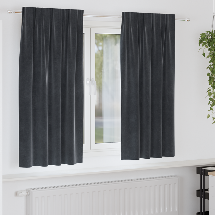 Draperii opace cu bandă superioară, 2 buc., gri închis, catifea - WALTI WALTI
