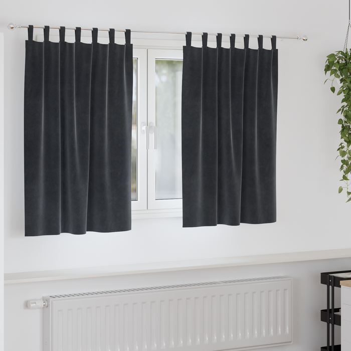 Draperii opace cu agățătoare, 2 buc., gri închis, catifea - WALTI WALTI