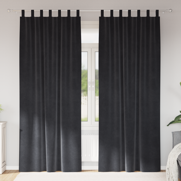 Draperii opace cu agățătoare, 2 buc., gri închis, catifea - WALTI WALTI