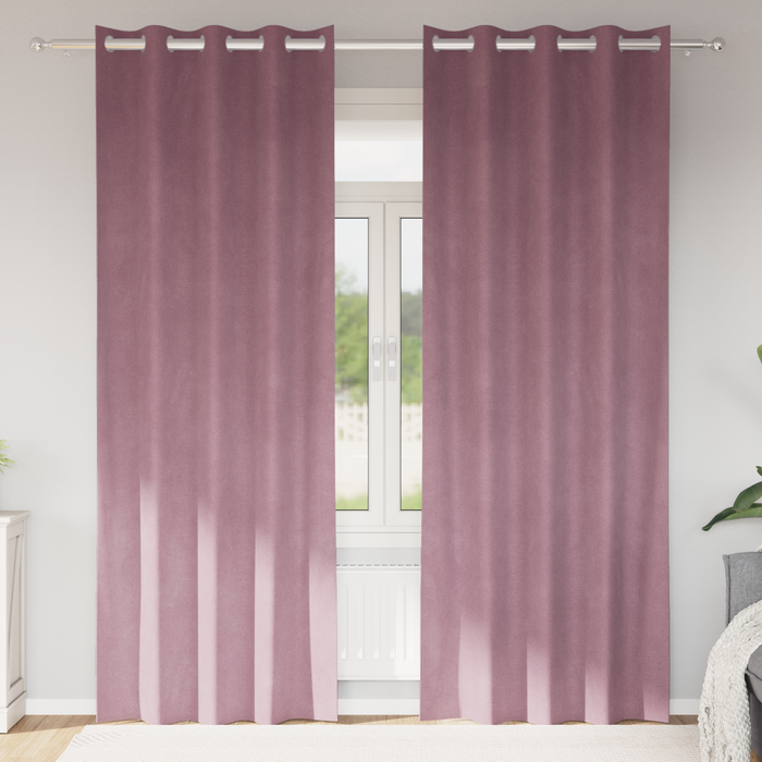 Draperii opace cu ocheți, 2 buc., roz închis, catifea - WALTI WALTI