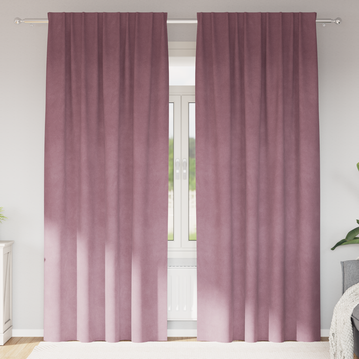 Draperii opace cu bandă superioară, 2 buc., roz închis, catifea - WALTI WALTI