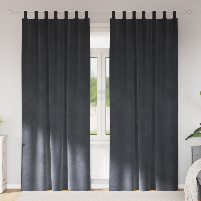 Draperii opace cu agățătoare, 2 buc., gri deschis, catifea - WALTI WALTI
