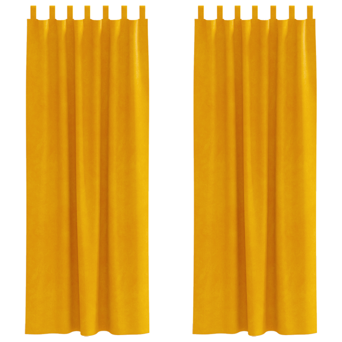 Draperii opace cu agățătoare, 2 buc., galben muștar, catifea - WALTI WALTI