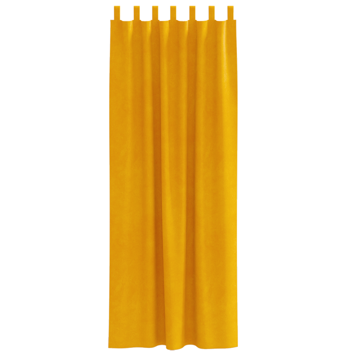 Draperii opace cu agățătoare, 2 buc., galben muștar, catifea - WALTI WALTI