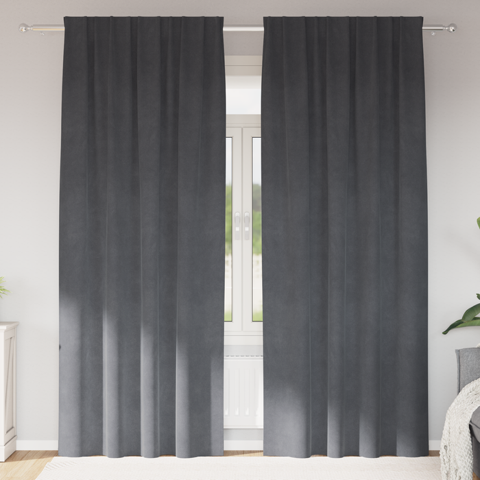 Draperii opace cu bandă superioară, 2 buc., gri deschis, catifea - WALTI WALTI