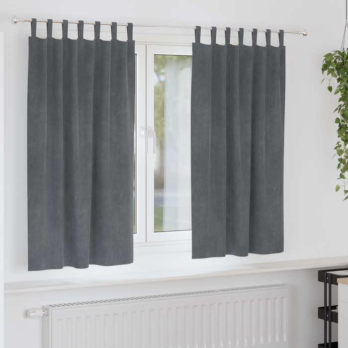 Draperii opace cu agățătoare, 2 buc., gri deschis, catifea - WALTI WALTI