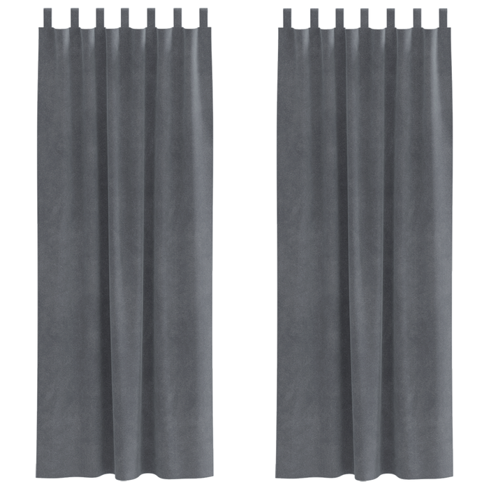 Draperii opace cu agățătoare, 2 buc., gri deschis, catifea - WALTI WALTI