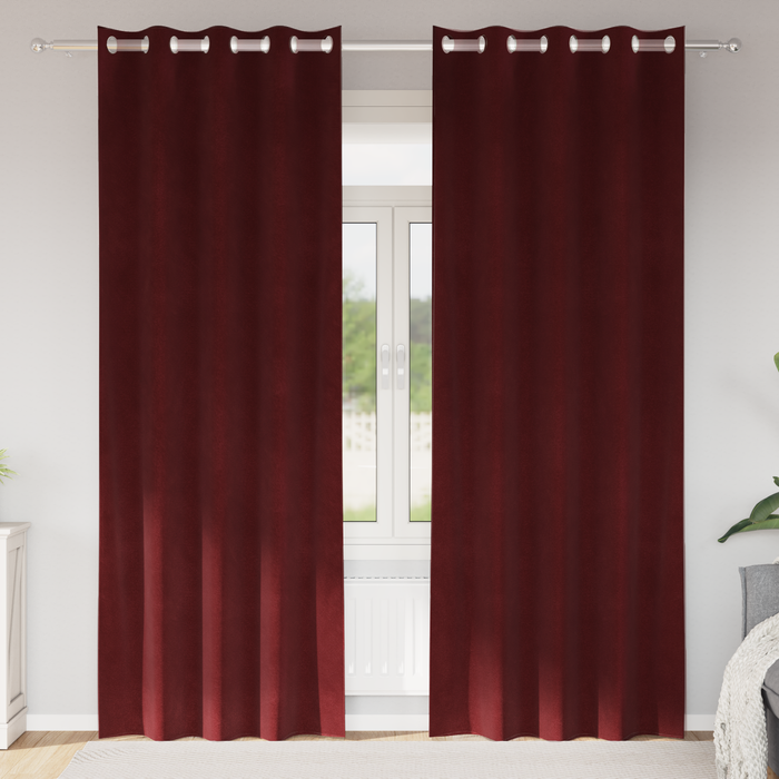 Draperii opace cu ocheți, 2 buc., bordo, catifea - WALTI WALTI