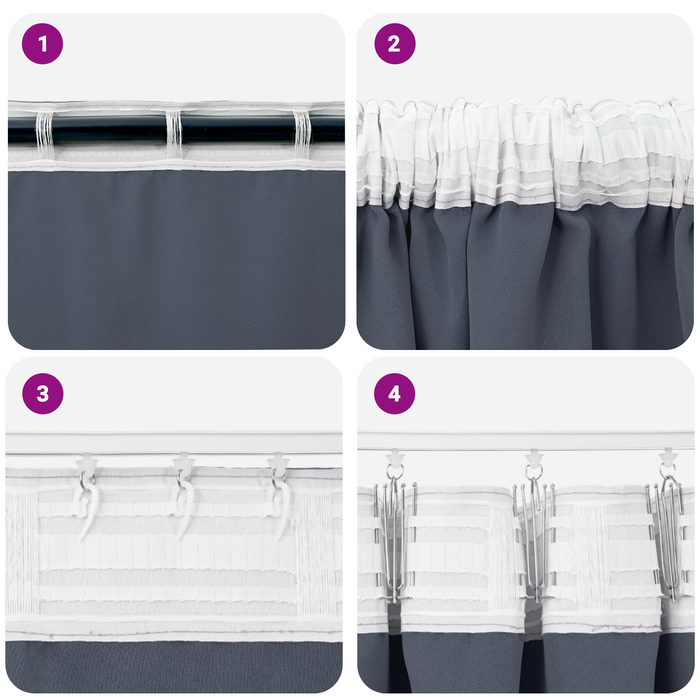 Perdele opace cu perdele 2 pcs Antracit 245 x 140 cm Poliester - WALTI WALTI