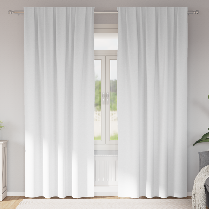 Perdele opace cu perdele 2 pcs Alb pur 245 x 140 cm Poliester - WALTI WALTI