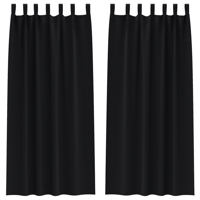 Perdele opace cu perdele 2 pcs Negru 225 x 140 cm Poliester - WALTI WALTI
