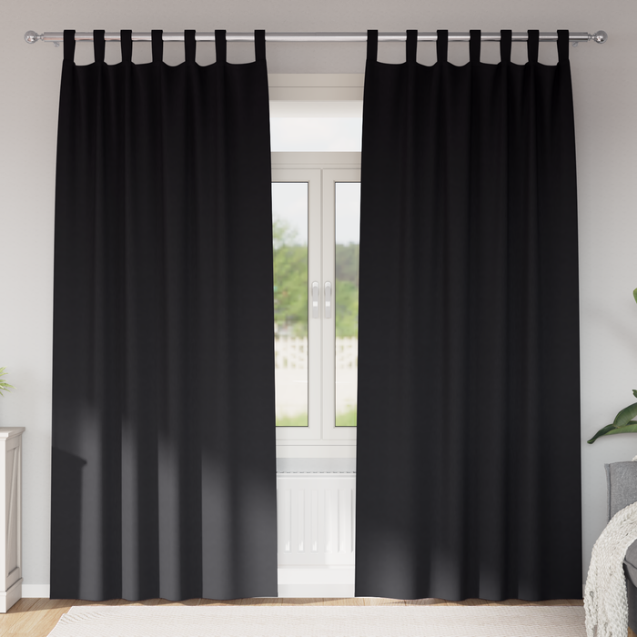 Perdele opace cu perdele 2 pcs Negru 225 x 140 cm Poliester - WALTI WALTI