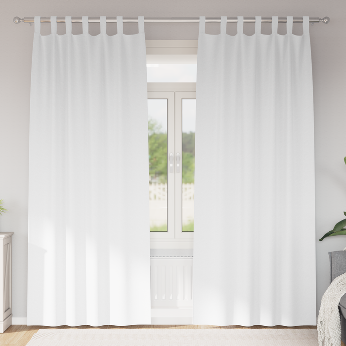 Perdele opace cu perdele 2 pcs Alb pur 245 x 140 cm Poliester - WALTI WALTI