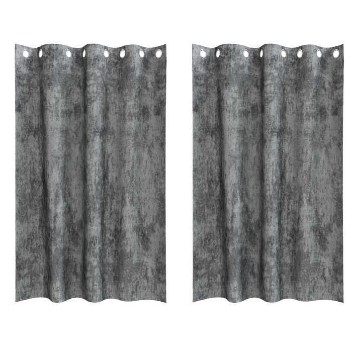 Cortine din catifea 2 buc cu inele Gri 175x140 cm - WALTI WALTI