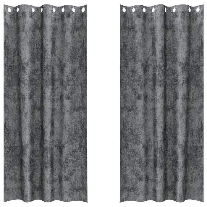 Draperii din catifea 2 bucăți cu gromete Gri 225x140 cm - WALTI WALTI