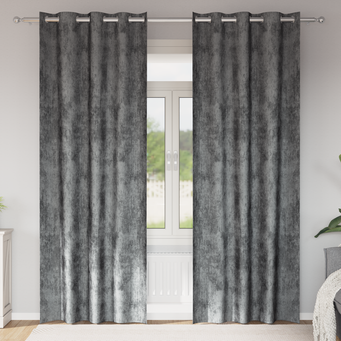 Draperii din catifea 2 bucăți cu gromete Gri 225x140 cm - WALTI WALTI
