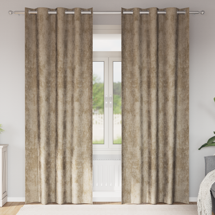 Draperii din catifea 2 piese cu ochiuri champagne 225x140 cm - WALTI WALTI