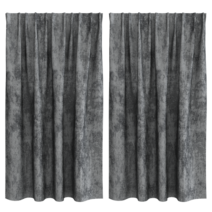 Draperii din catifea 2 piese cu buzunare pentru baghetă Gri 140x140 cm - WALTI WALTI
