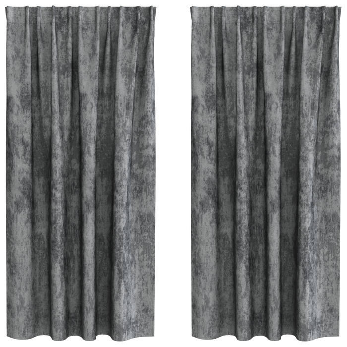 Draperii din Catifea 2 bucăți cu găici Gri 175x140 cm - WALTI WALTI
