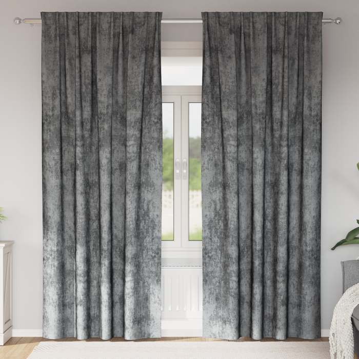 Draperii din catifea 2 piese cu buzunar pentru baghetă Gri 225x140 cm - WALTI WALTI