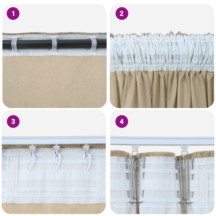Draperii din catifea 2 buc cu buzunare pentru baghetă crem 225x140 cm - WALTI WALTI