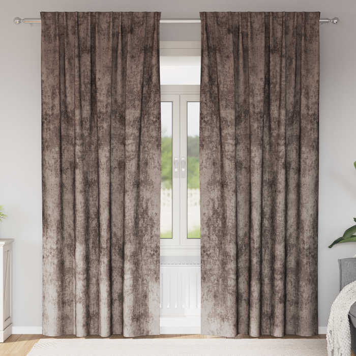 Draperii din Catifea 2 buc cu Ochiuri Cappuccino 225x140 cm - WALTI WALTI