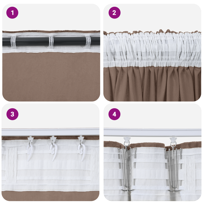 Cortine din catifea 2 buc. cu buzunar pentru baghetă Cappuccino 260x140 cm - WALTI WALTI