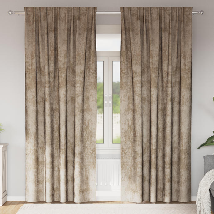 Draperii catifea 2 buc cu buzunare baghetă champagne 225x140 cm - WALTI WALTI