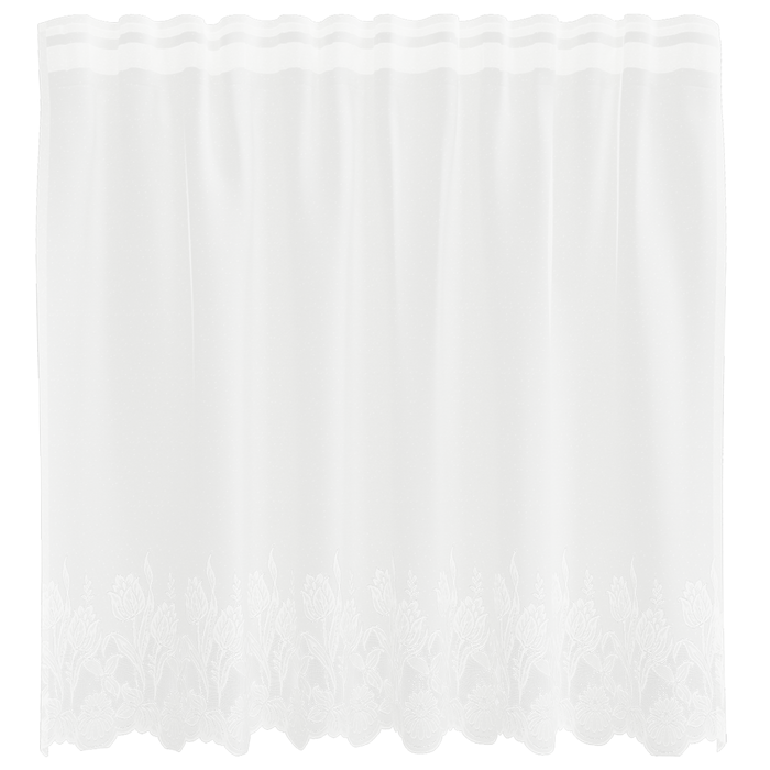 Cortină din Dantelă cu perdele Floral Alb 150 x 80 cm Poliester - WALTI WALTI