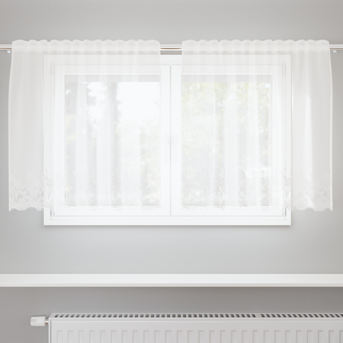 Cortină din Dantelă cu perdele Floral Alb 150 x 80 cm Poliester - WALTI WALTI