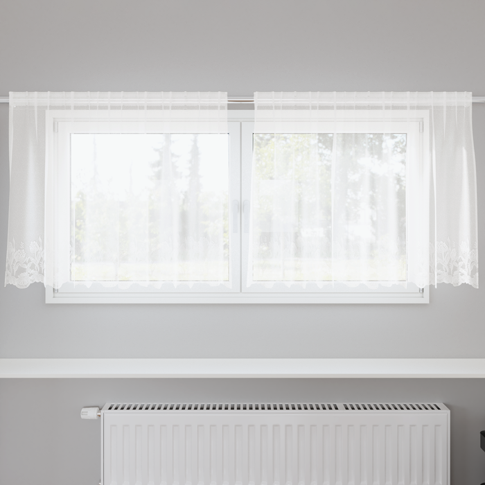 Cortină din Dantelă cu perdele Floral Alb 200 x 100 cm Poliester - WALTI WALTI