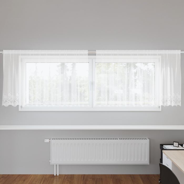Cortină din Dantelă cu perdele Floral Alb 300 x 120 cm Poliester - WALTI WALTI
