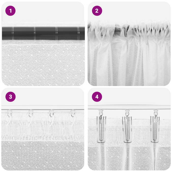 Cortină din Dantelă cu perdele Floral Alb 400 x 80 cm Poliester - WALTI WALTI