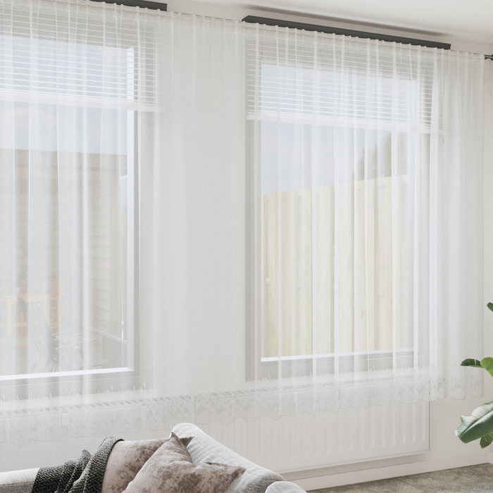 Cortină din Dantelă cu perdele Floral Alb 900 x 260 cm Poliester - WALTI WALTI