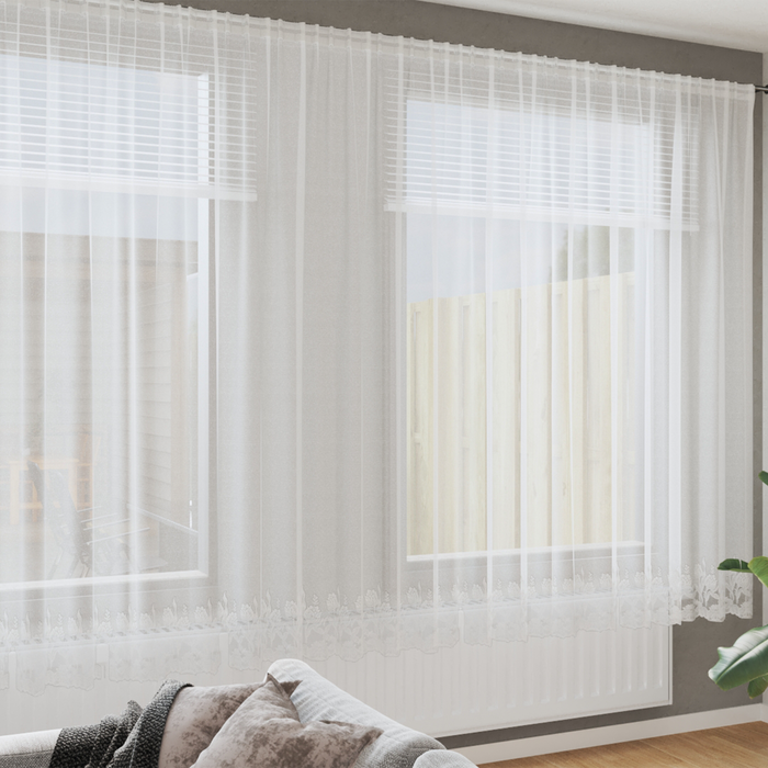 Cortină din Dantelă cu perdele Floral Alb 1200 x 245 cm Poliester - WALTI WALTI