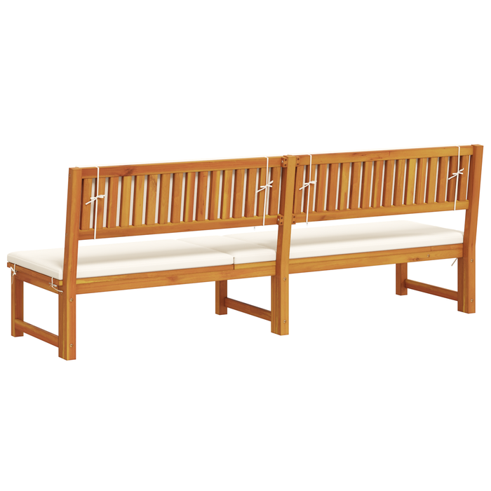 Șezlong cu funcție 3-in-1 și perne crem din lemn solid de acacia - WALTI WALTI