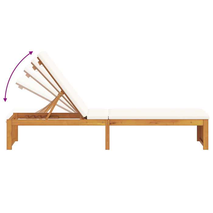Șezlong cu pernă 200x55x30 cm din lemn masiv de acacia - WALTI WALTI