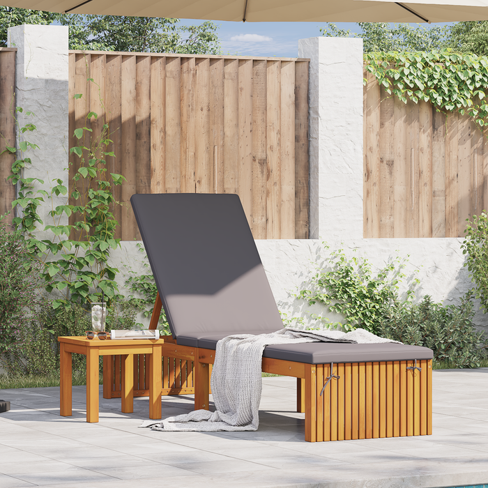 Șezlong cu pernă 200x55x30 cm din lemn solid de acacia - WALTI WALTI