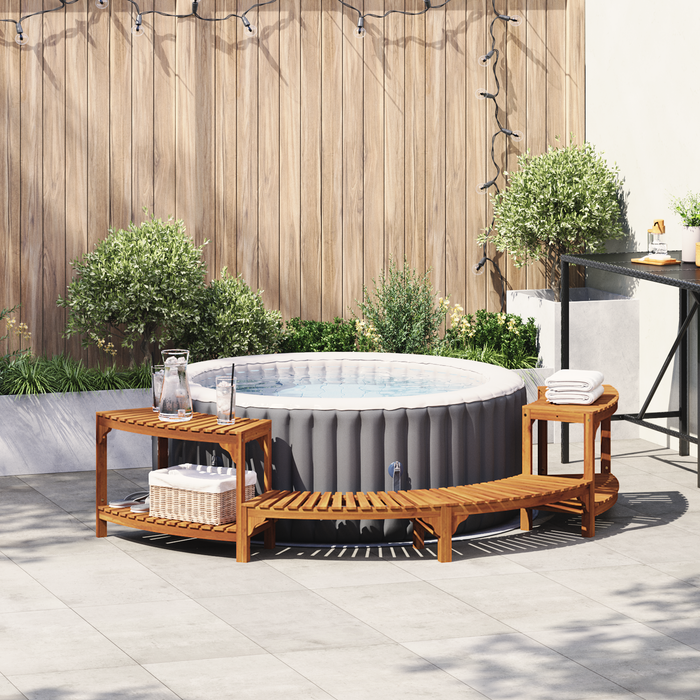 Împrejmuire pentru Cada cu Hidromasaj Semi-Rotund 252x111.5x55.5 cm Lemn Masiv de Acacia - WALTI WALTI