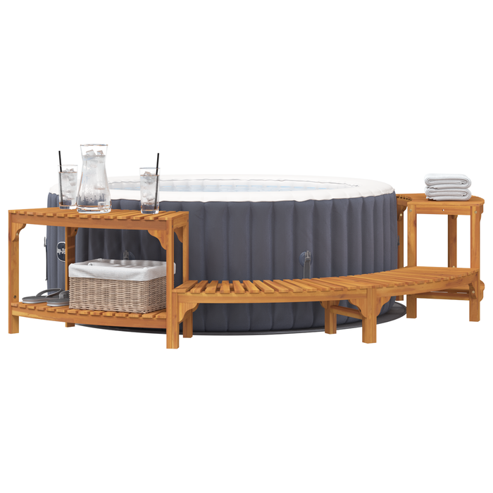 Împrejmuire pentru Cada cu Hidromasaj Semi-Rotund 252x111.5x55.5 cm Lemn Masiv de Acacia - WALTI WALTI