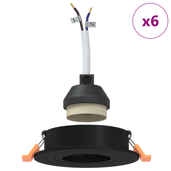 Spoturi încastrate 6 pcs Rotund GU10 Negru Ø91 mm - WALTI WALTI