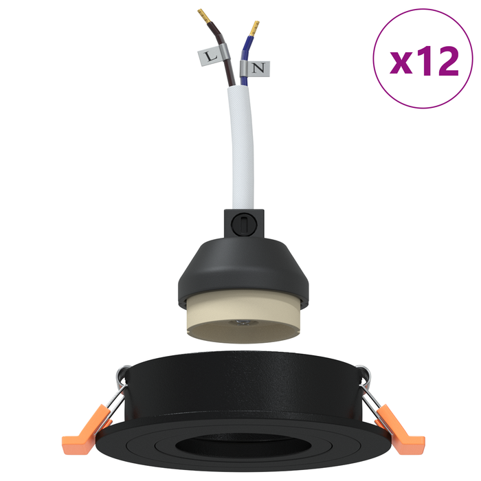 Spotlight-uri încastrate 12 buc Round GU10 Negru Ø91 mm - WALTI WALTI